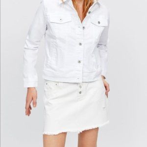 Zara White Denim Mini Skirt Button Fly XS